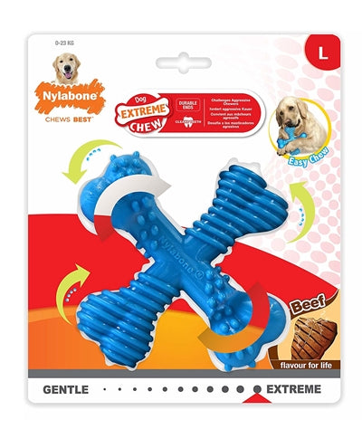 Nylabone Extreme mastica X-Bone Beef Blue