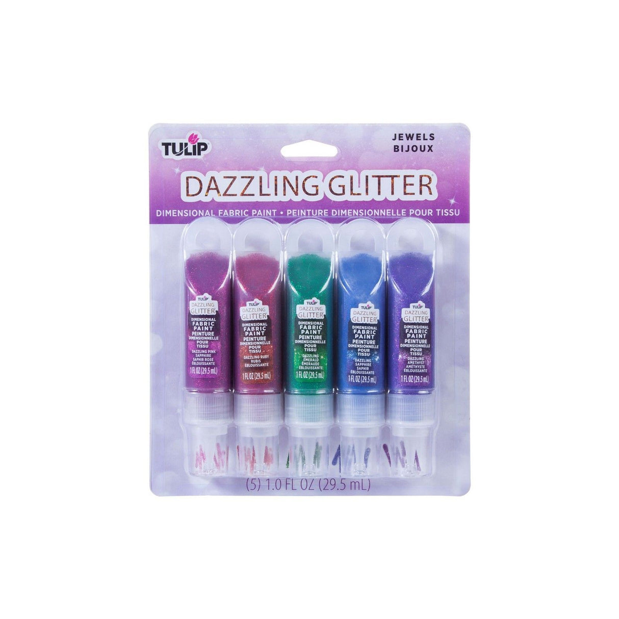Tulpe • 3D-Textilfarbe mit Glitzer 29,5 ml, Juwelen, 5 Stück.