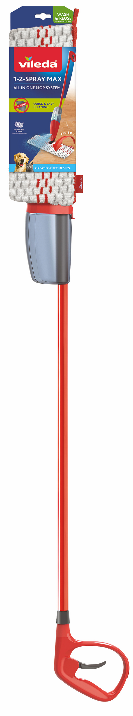 Vileda spray clean - dweil met tank - rood