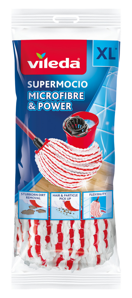 Vileda Supermocio Mikrofaser-Power-Ersatz – 1 pro Packung – passend für alle Fransenwischsysteme