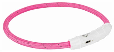 Trixie Collar Dog Flash Light Collar USB TPU Nylon Pink