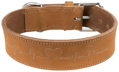 Trixie Hundehalsband Rustikales Fettleder Herzschlag braun