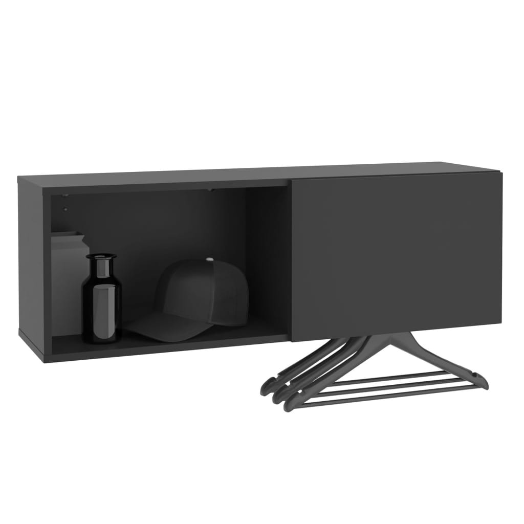 FMD -Wandbedeckungsregal mit Schachtel 99.1x27.2x33cm Schwarz