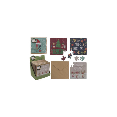 Ootb cadeaukaart puzzel kerst met envelop 20pcs 4 assorti