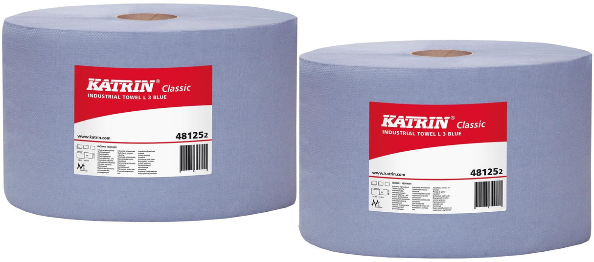 Katrin Reinigungspapier Classic L3 Reinigungsrolle blau 3-lagig 500 Blatt ve 2rl