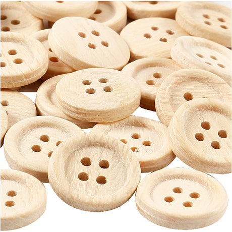 Creativ Company Holzknöpfe, D 23 mm, 4 Löcher, 30 Stück, 1 Box