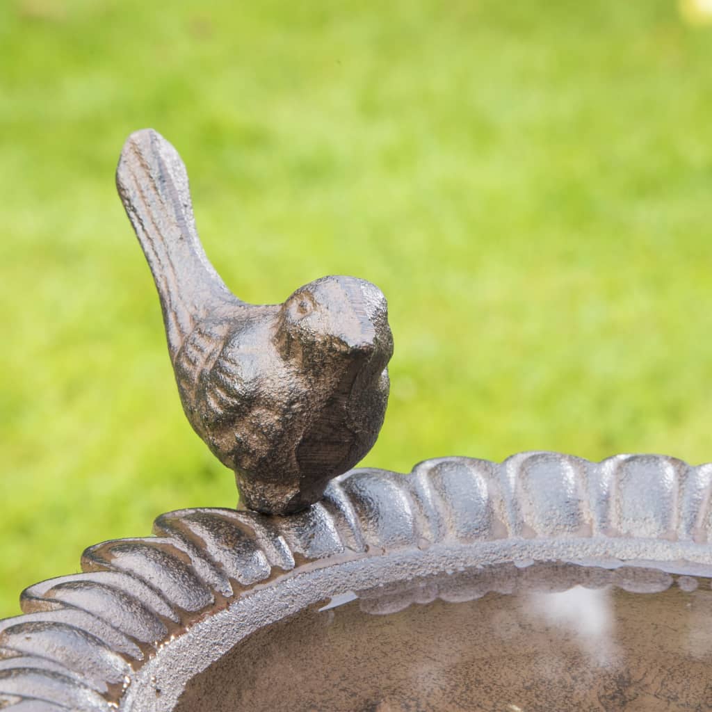 Salut salut bain d'oiseau buvant un bol en fonte brun