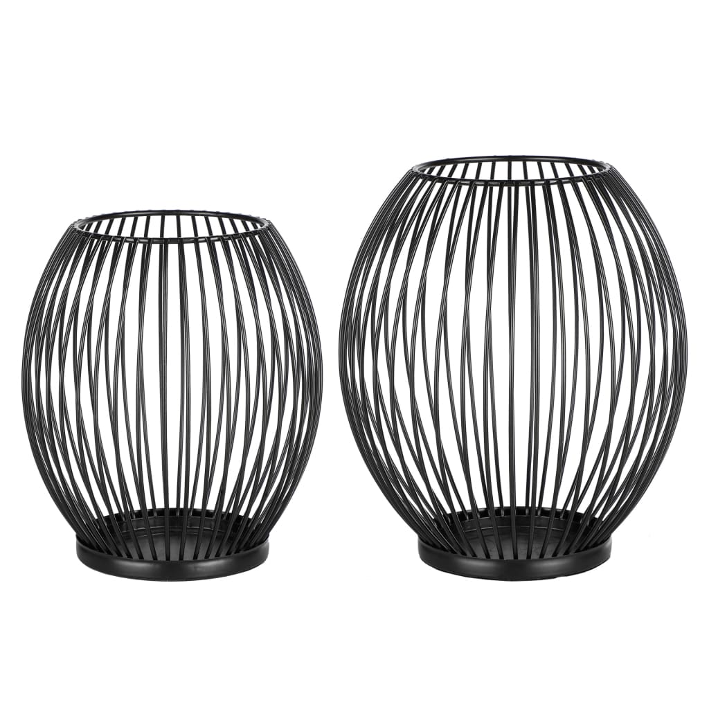 Hallo 2-teiliger Kerzenständer Set schwarz
