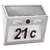 Hi hi house number lamp solar led silver colored