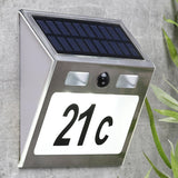 Hallo Haus Nummer Lamp Solar LED Silberfarbe