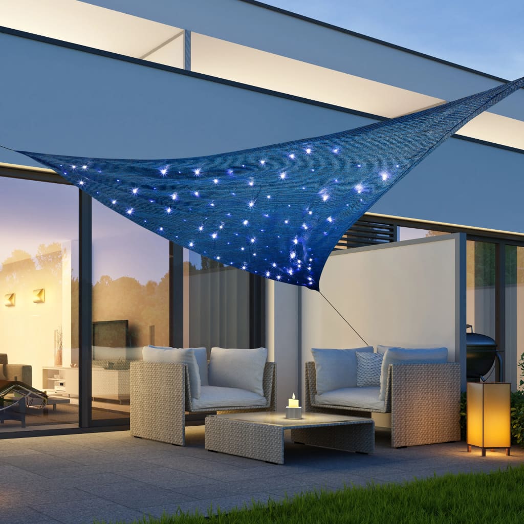 Hi hi zonnezeil avec 100 LED 3,6x3,6x3,6 m bleu clair