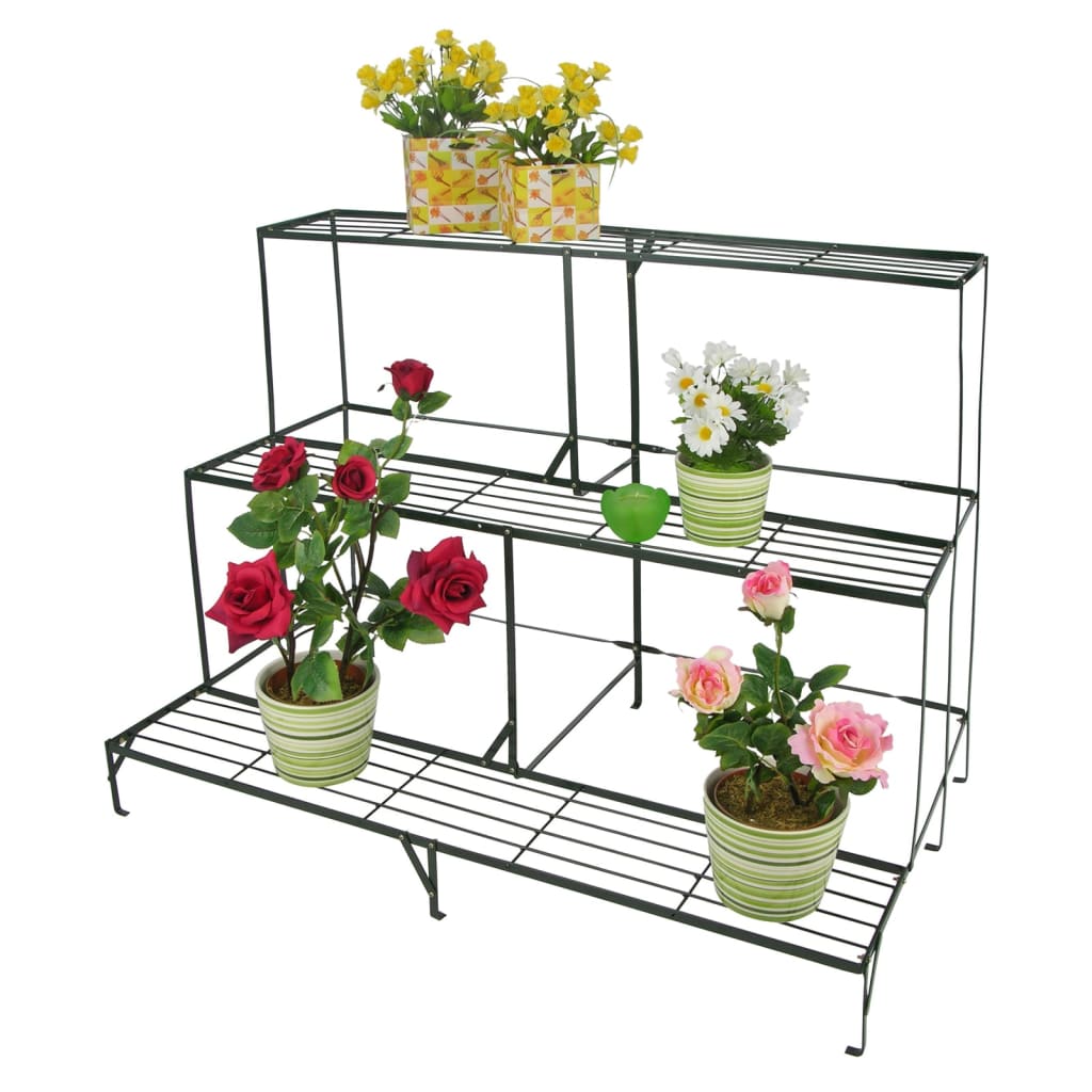 Salut hi flower rack 3 couches 100x60x75 cm en métal noir