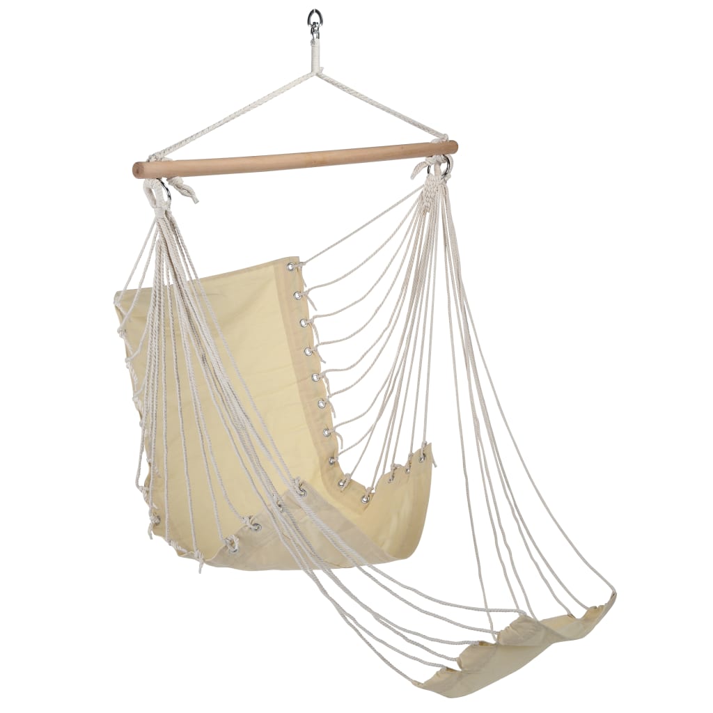 Hi hi Hi Hanging chair with Footrest Cotton Canvas Beige