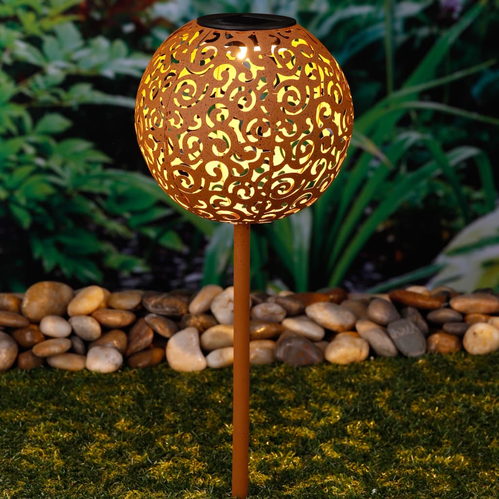 Salut hi jardin lampe solaire LED bol 18 cm en métal marron