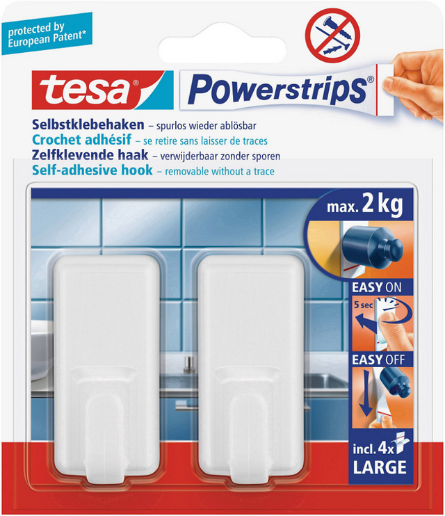 Wandhaken tesa 58010-00044 Steckdosenleisten weiß 2er Pack