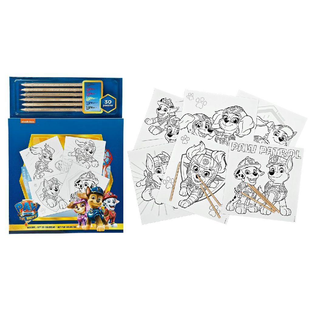 Paw Patrol Coloring Book med 6 farvede blyanter