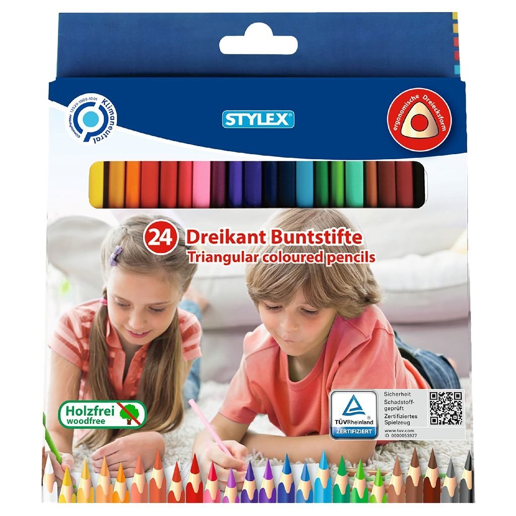 Crayons de couleur triangulaire Stylex 24 couleurs