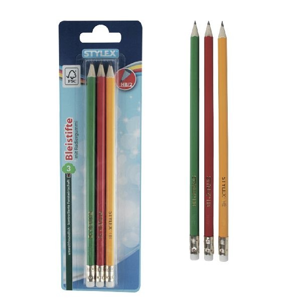 StyLEX STYLEX Pencil with Gum 3 pieces