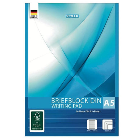 Stylex A5-Schreibblock mit Zeilen, 50 Seiten
