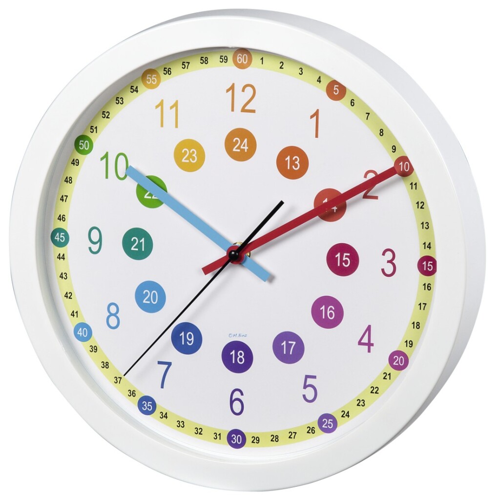 Hama-Wanduhr für Kinder, leicht zu erlernen, Durchmesser 30 cm, geräuscharm