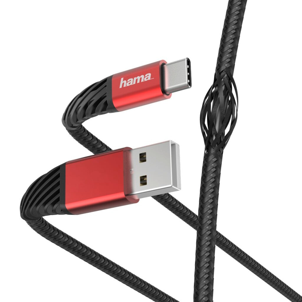 Hama-Ladedatenkabel USB-A USB-C 1,5 m schwarz rot