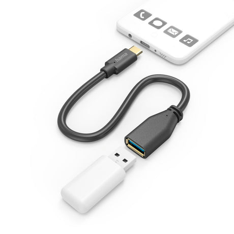 Hama USB-Adapterkabel OTG USB-C-Stecker – USB-A-Anschluss 15 cm schwarz