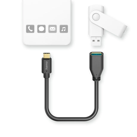 Hama USB-Adapterkabel OTG USB-C-Stecker – USB-A-Anschluss 15 cm schwarz