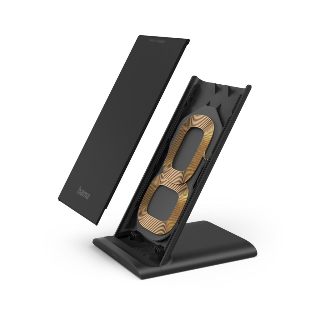 Hama kabelloses Ladegerät Qi-FC10S 10 W kabelloses Smartphone-Ladepad schwarz