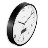 Hama DCF-Wanduhr Lanzarote tickt nicht + Thermometer und Hygrometer 35 cm schwarz-weiß