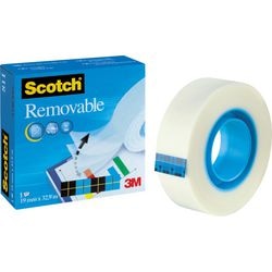 Scotch tape removable 19mmx33m beschrijfbaar verwijderbaar