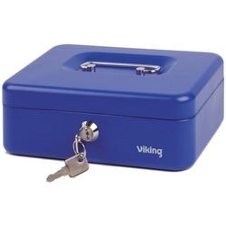 Geldkist vk staal 20,4x15x7,4cm 3vakken blauw