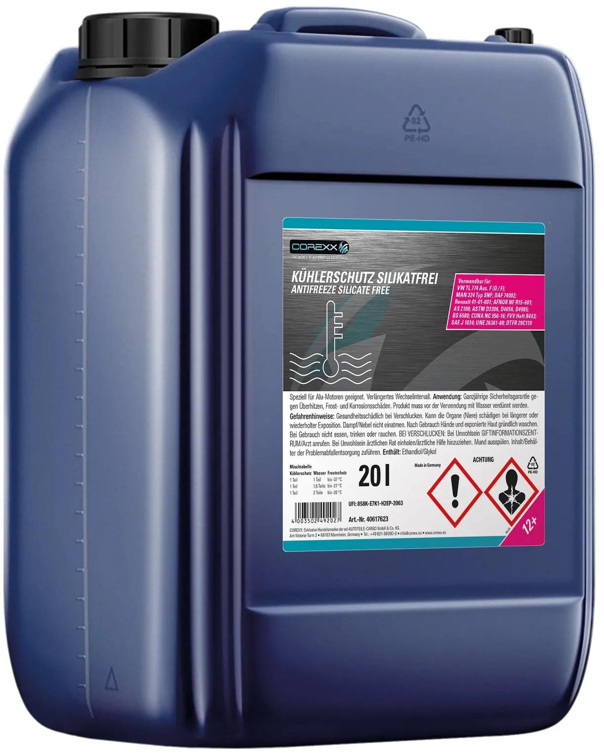 Corexx Kühlerschutzprodukt silikatfrei g12+. Frostschutzmittel Silikatfr.20 (g12+)