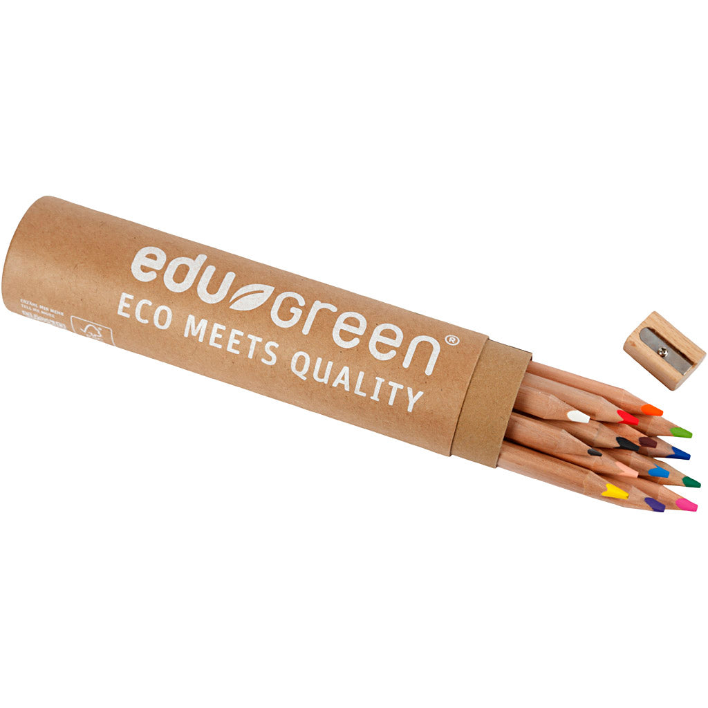 Edu3 edugreen Jumbo-Buntstifte, Nachfüllung 5 mm, verschiedene Farben, 12 Stück 1 Box