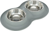 Trixie Food Bowl Wasserbehälter Doppel Silikon Edelstahl grau