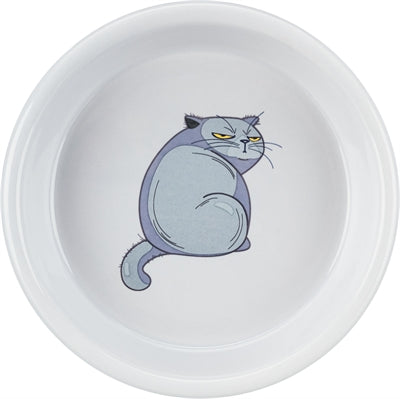 Trixie Food Bowl Water Bowl Angry Cat Grey