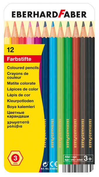 Eberhard Faber EF-514813 Buntstifte, klassisches Metalletui mit 12 Stück