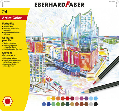 Eberhard Faber EF-516124 Buntstifte, Metalletui mit 24 Stück