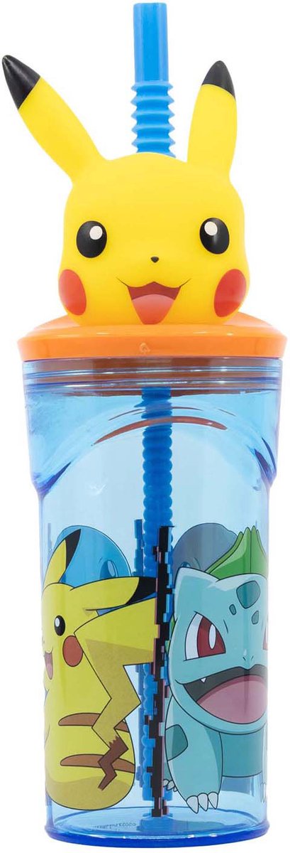 Pokémon 3D-Trinkflasche mit Strohhalm, 360 ml