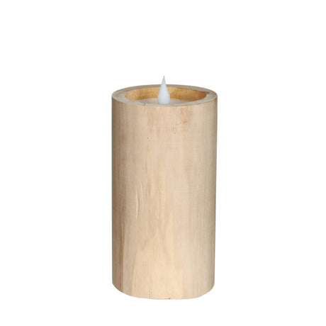 Ideas 4 seasons led kaars hout ø8 h.15 cm met timer bruin