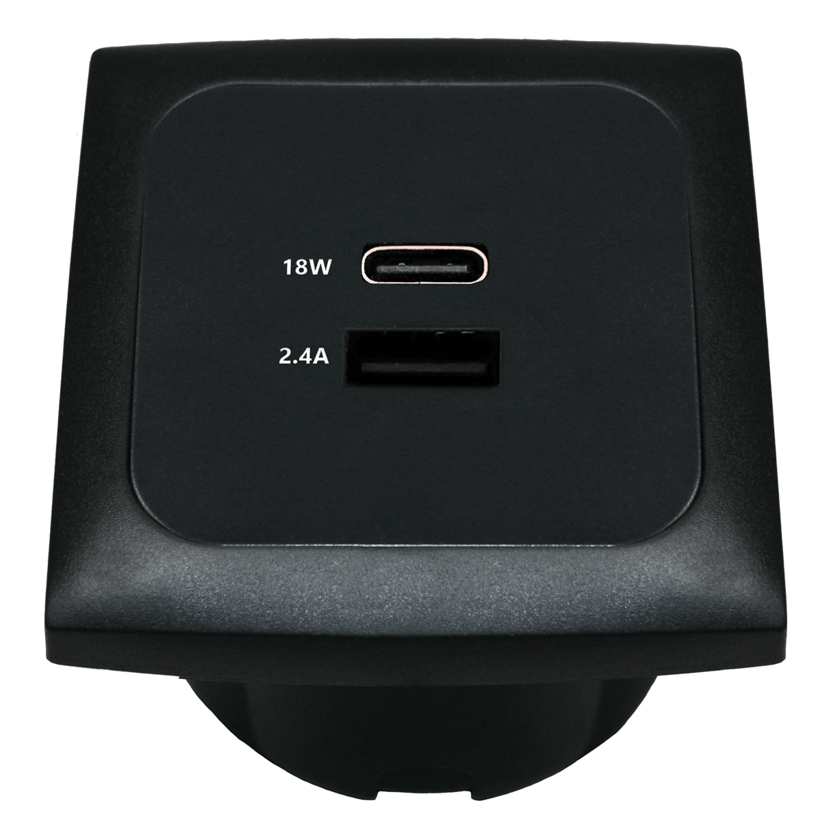 C-line usb laadcontactdoos met usb-a en usb-c met opal afdekraam zwart - zonder verkoopverpakking