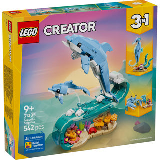 Lego® Creator 3in1 Meerestiere: Wunderschöne Delfine – in ein Seepferdchen oder eine Krabbe umbauen – 31385