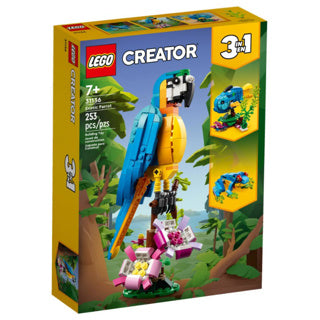 Lego Creator 3in1 exotisches Papageien-Frosch-Fisch-Tierspielzeugset für Kinder – 31136
