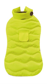 Croci dog coat padded eco leaves recycled yellow