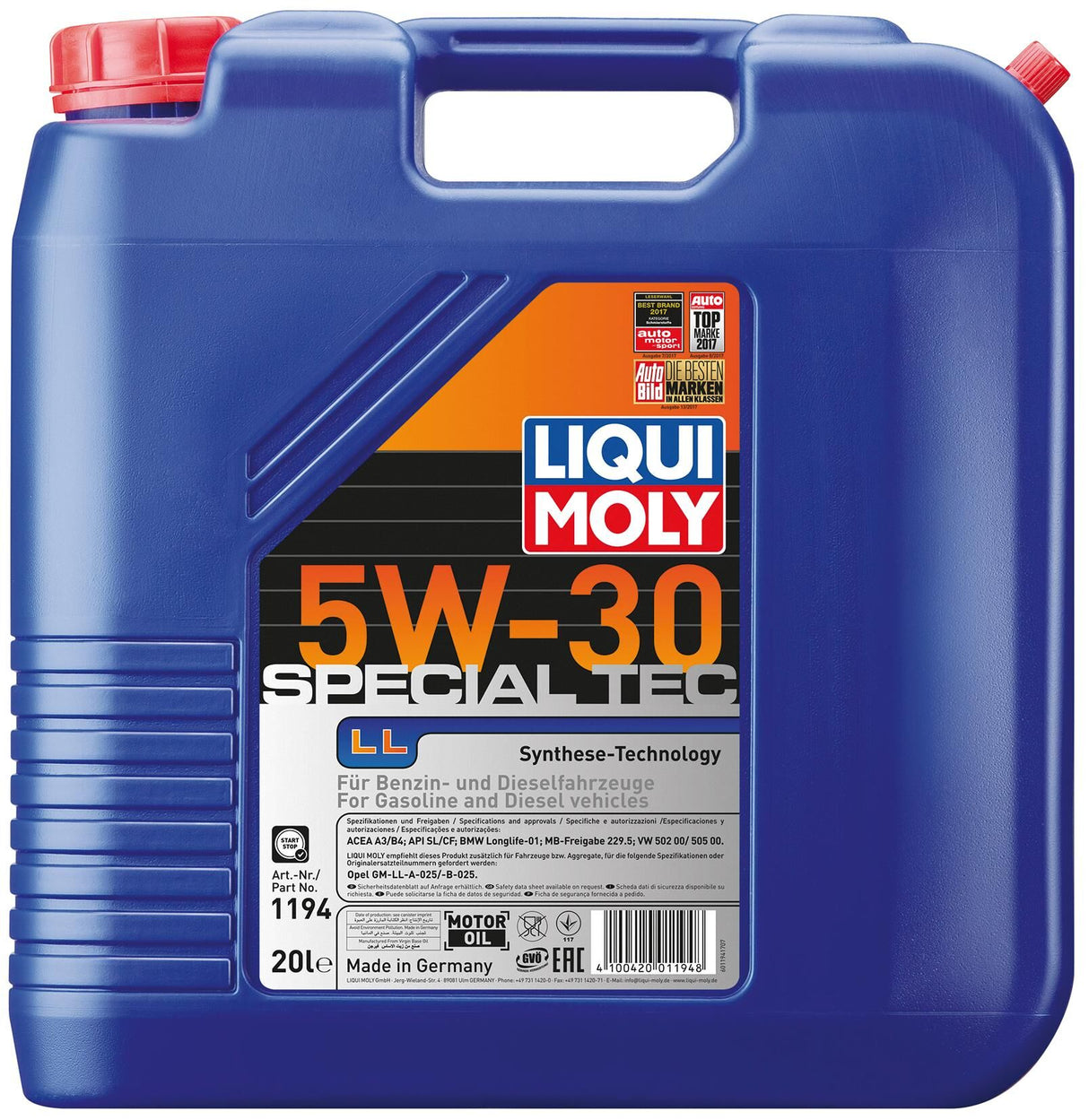 Liqui Moly Motoröl Special Tec ll. Special Tec ll 5w-30 20l Motoröl
