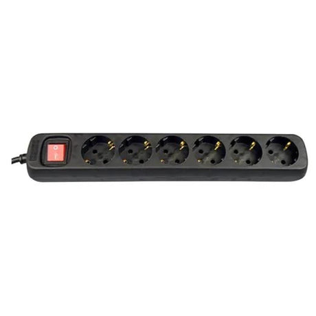 Stekkerdoos met ruimte voor 6 stekkers, snoerlengte 1,5 meter met randaarde 3x1,5mm2 zwart
