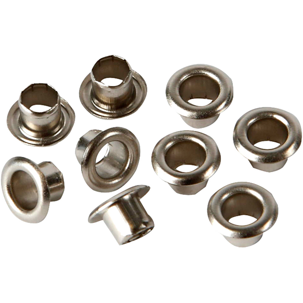 Creativ Company Ösen, H: 4,5 mm, T 7,5 mm, Lochgröße 4 mm, Silber, 100 Stück 1 Box