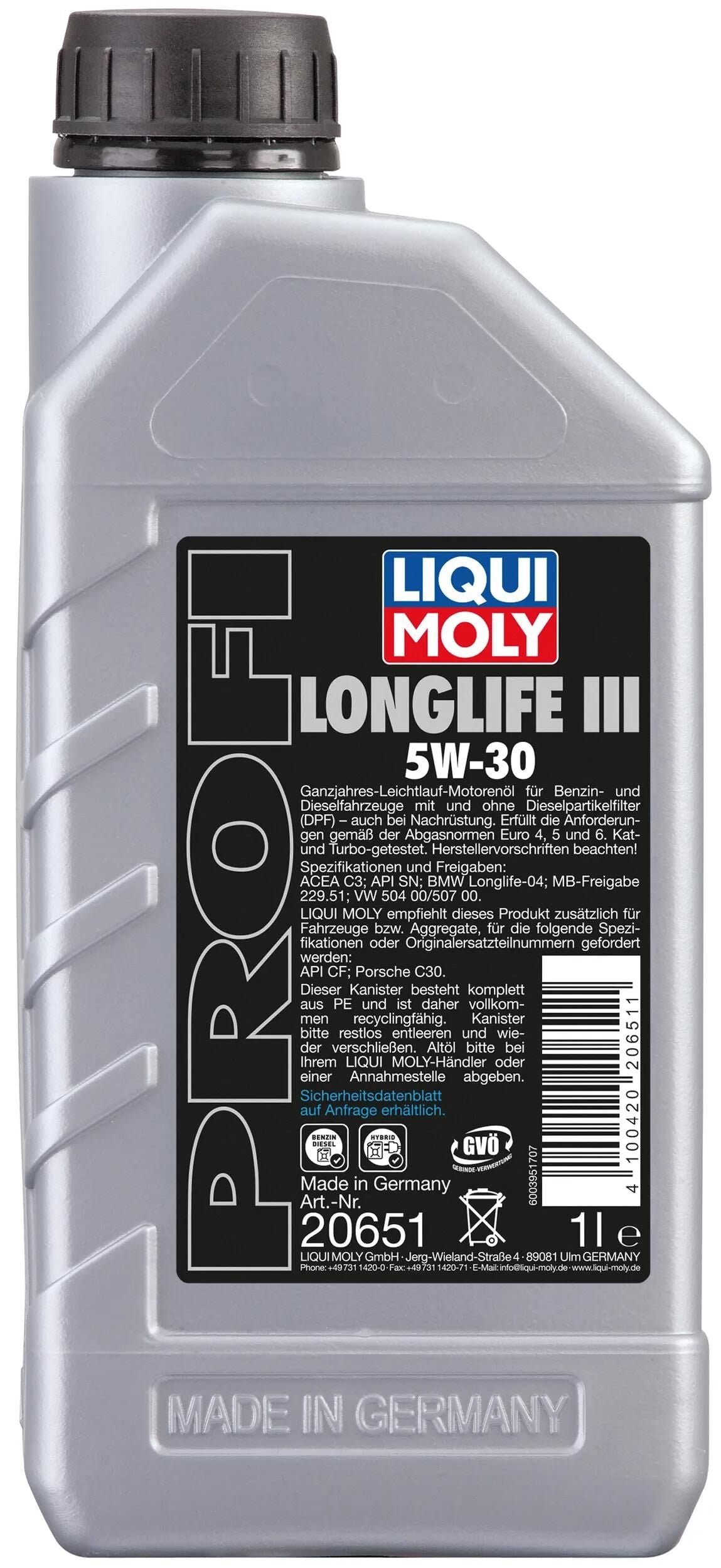 Liqui Moly Motorenöle Profi Longlife III. Profil III 5w-30 1l