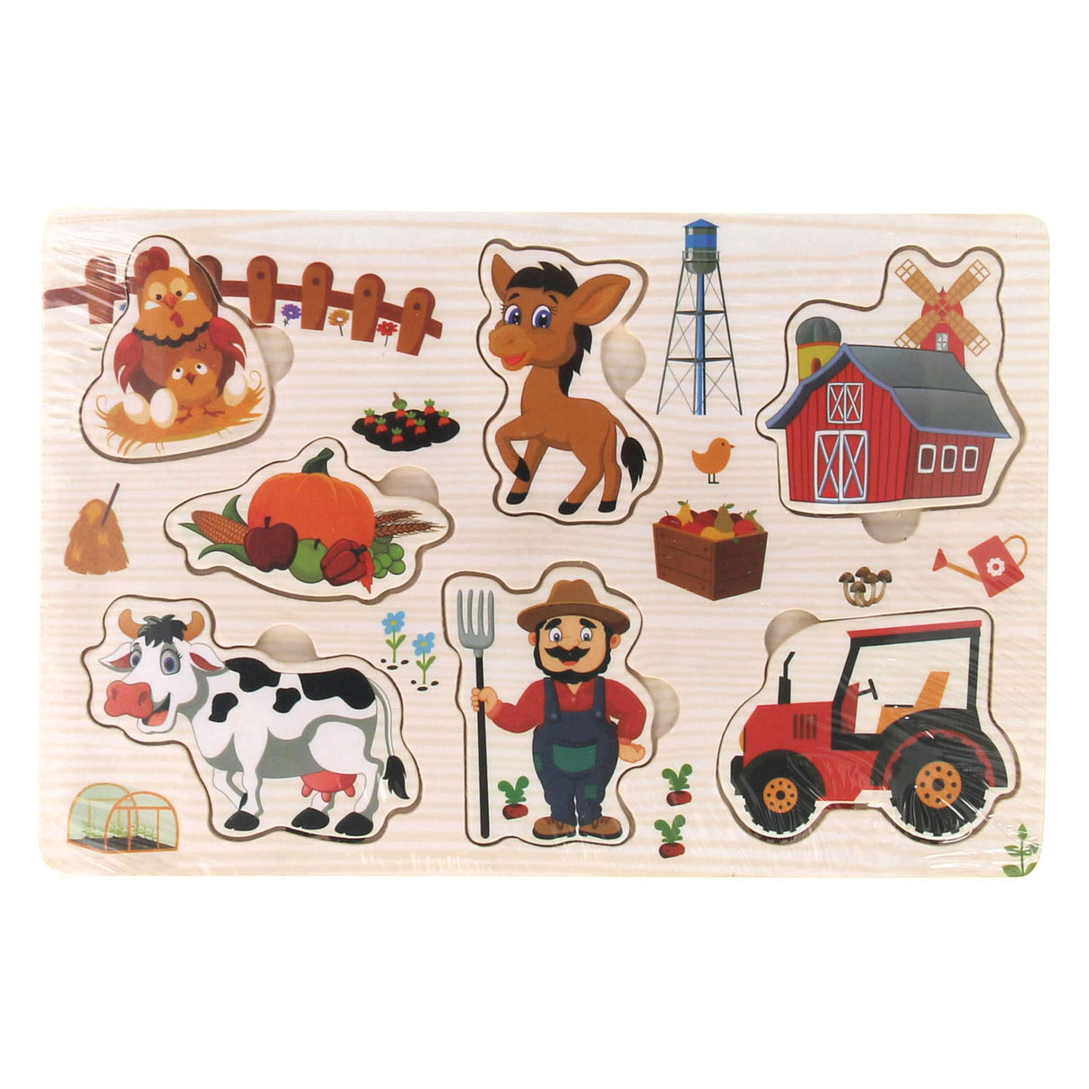 Wooden stud puzzle theme, 6st.