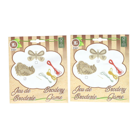 Borduursetje hout - incl. 3 kleuren garen en naald