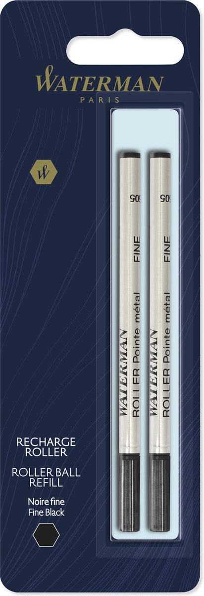 Waterman Tintenrollerminen | feiner Punkt | schwarze Tinte | 2 Stk